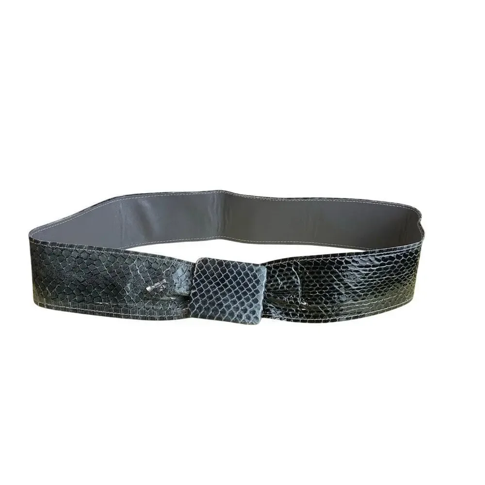 Vintage 80's Genuine Snakeskin Ombre Grey Belt Size Small S Power Dressing